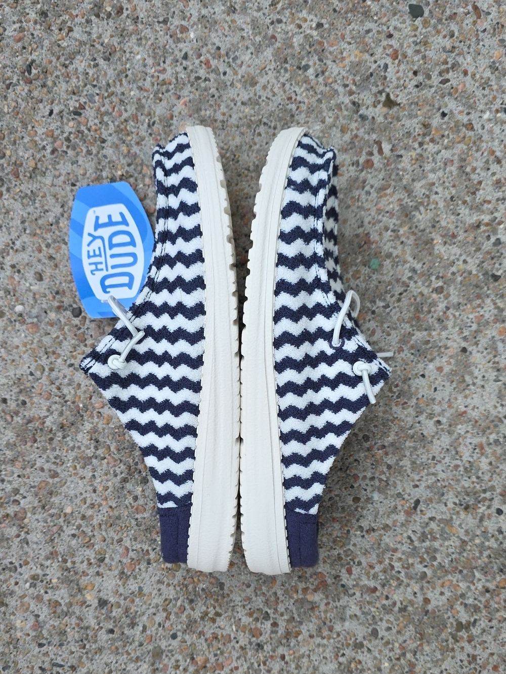 NWT Hey Dude Wendy Slip On Mule Terry Stripe Navy Blazer Egret Size 8 - Picture 5 of 10